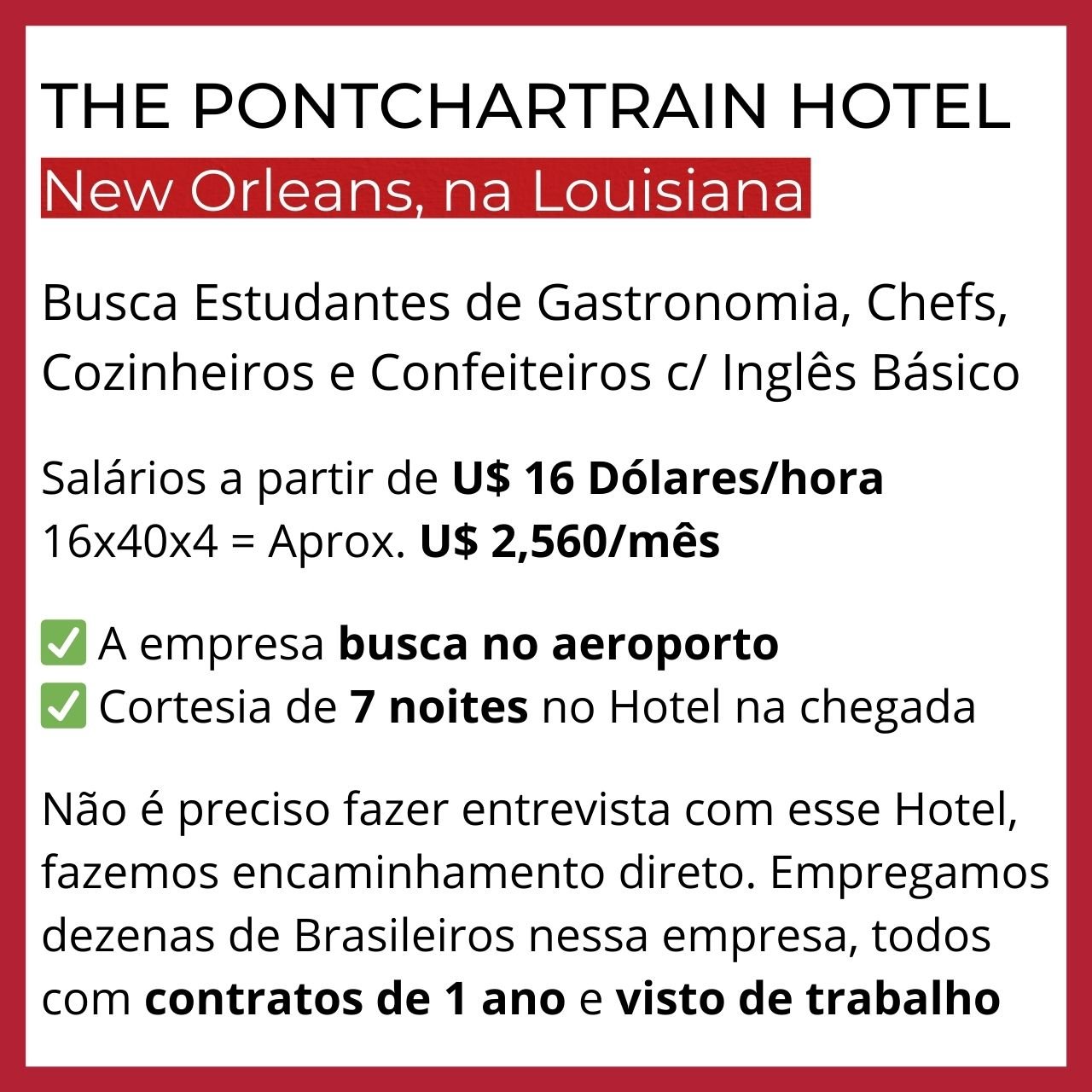 Vagas para Brasileiros nos Estados Unidos - New Orleans - Viaje Com Emprego-1